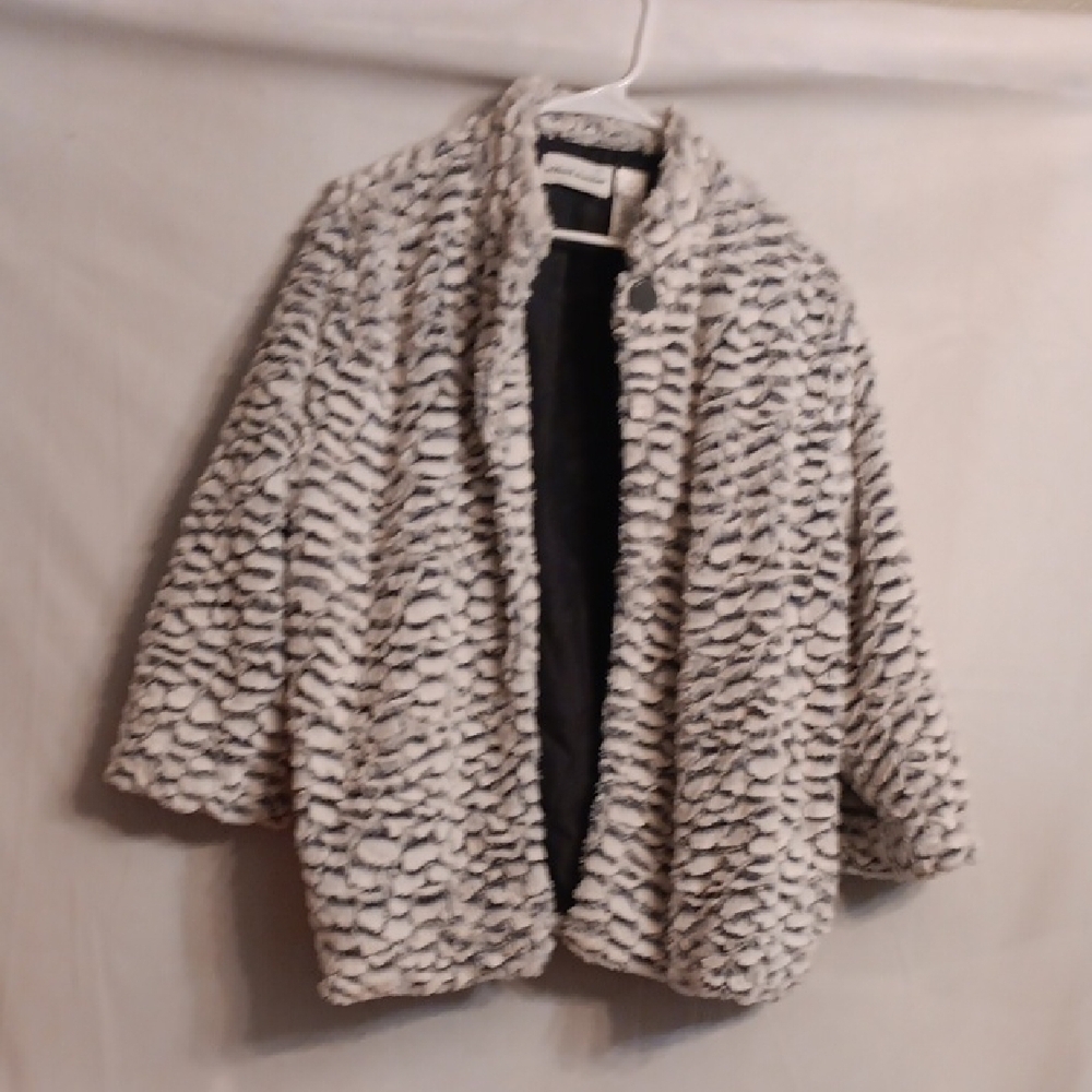 Alfred Dunner Cream and Black Teddy Jacket